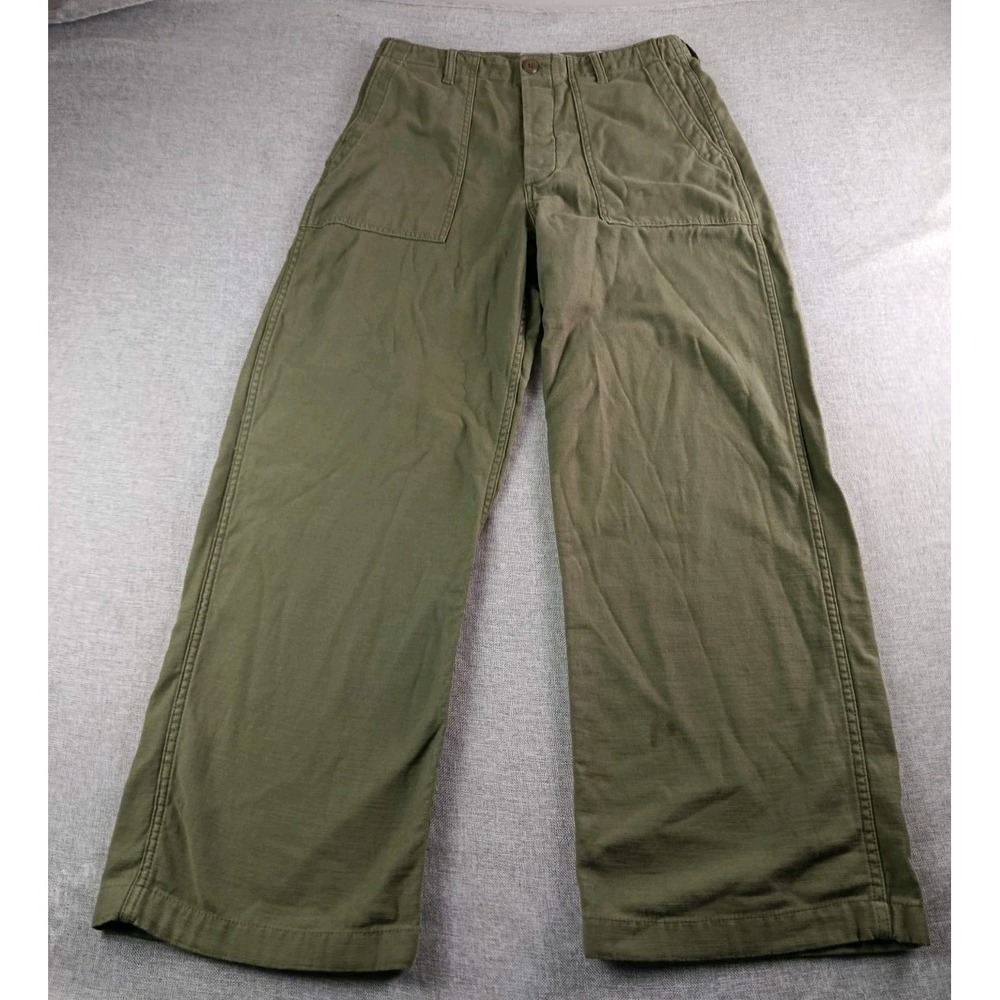 R13 Surplus Pants Womens 26 Olive Wide Leg Utility Trousers Button Fly